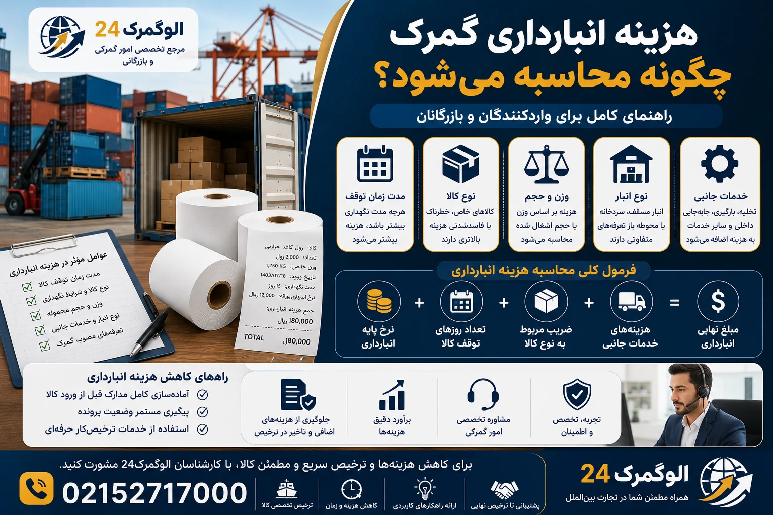 هزینه انبارداری گمرک چگونه محاسبه می‌شود | راهنمای کامل