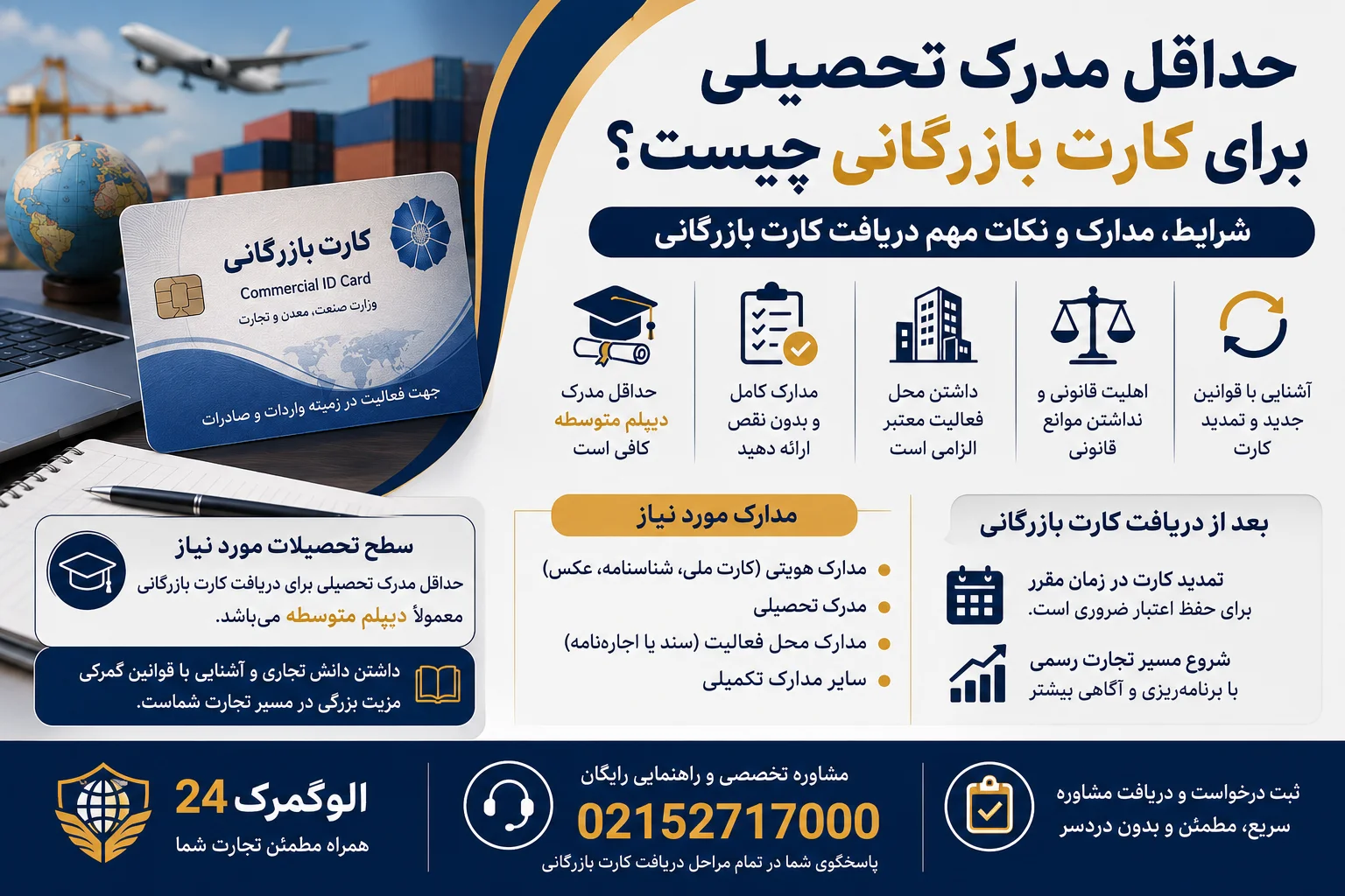 حداقل مدرک تحصیلی برای کارت بازرگانی