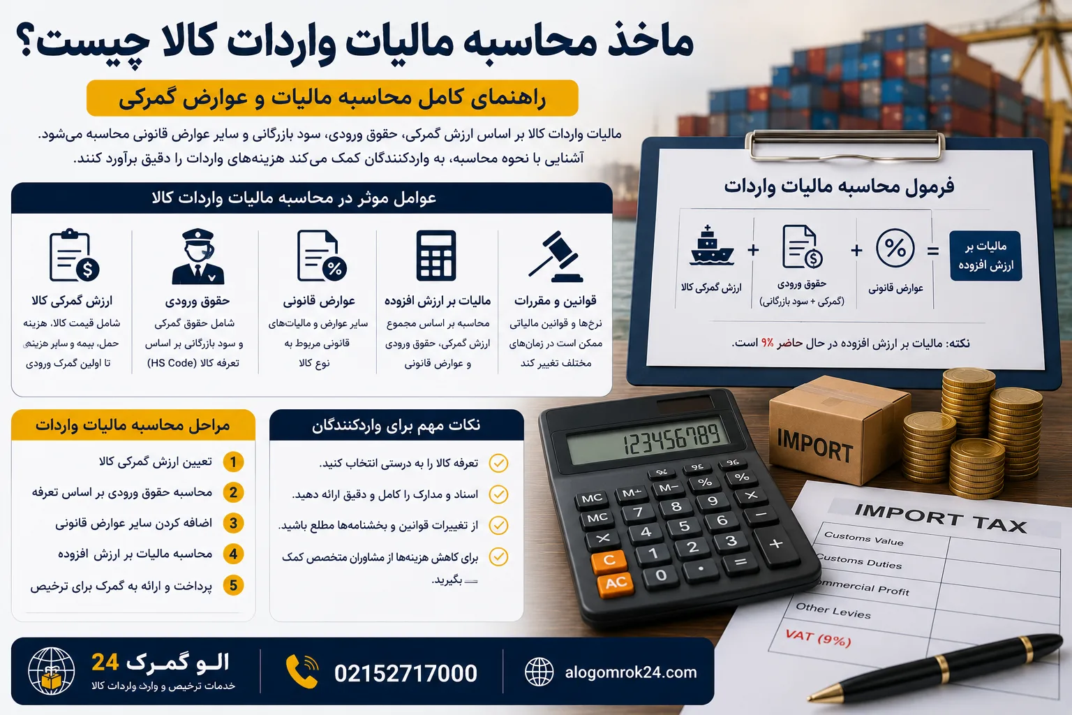 ماخذ محاسبه مالیات واردات کالا چیست؟