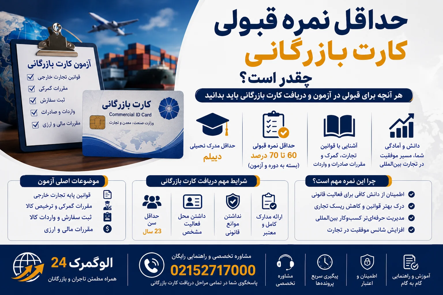 حداقل نمره قبولی کارت بازرگانی